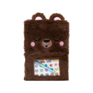 Libreta A5 peluche con bolsillo y extras - Lazy osito
