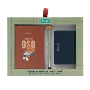 Kit de libreta A6 + tarjetero + boli borrable EXCLUSIVO Bo-Bo Oso - TALENT-OSO