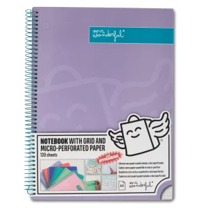 Libreta A4 lila 120 hojas - Cuadriculada y microperforada