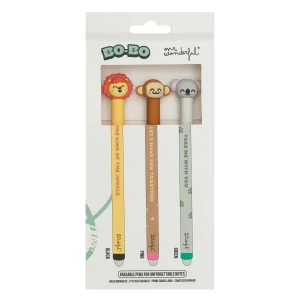 Set de 3 bolis borrables para notas inolvidables - León, mono y koala