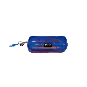 Estuche de rejilla con 3 bolígrafos - Azul