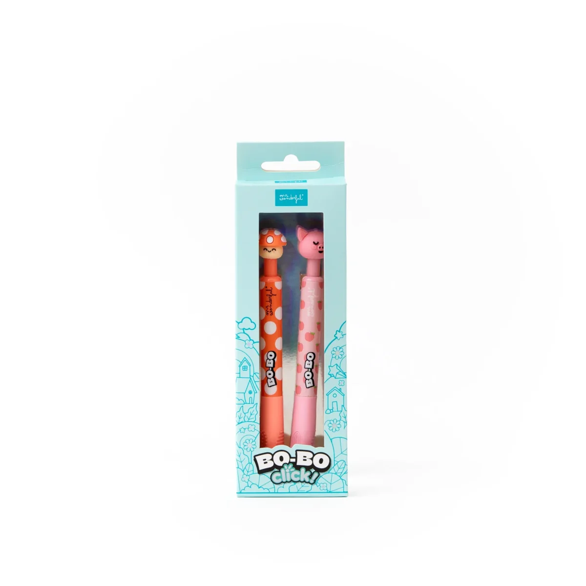 Set de 2 bolígrafos borrables Bo-Bo Click! - Seta y Cerdo