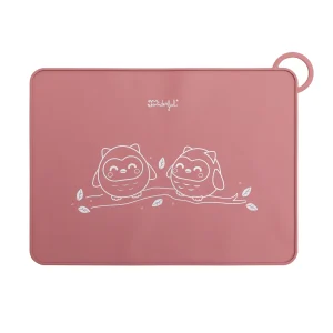 Salvamantel individual de silicona para bebés - Búho rosa