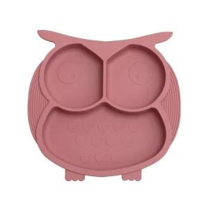 Plato de silicona con ventosa para bebés - Búho rosa