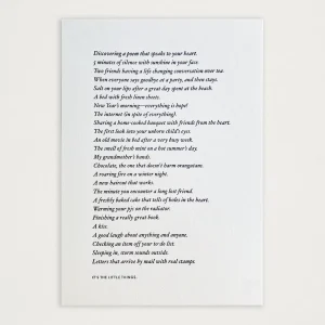 Cartão-poema “It's the little things” em letterpress