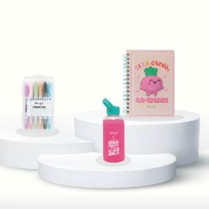 Pack Wonder World – Botella + bolis de colores con sello y estuche + libreta squishy - Remolacha