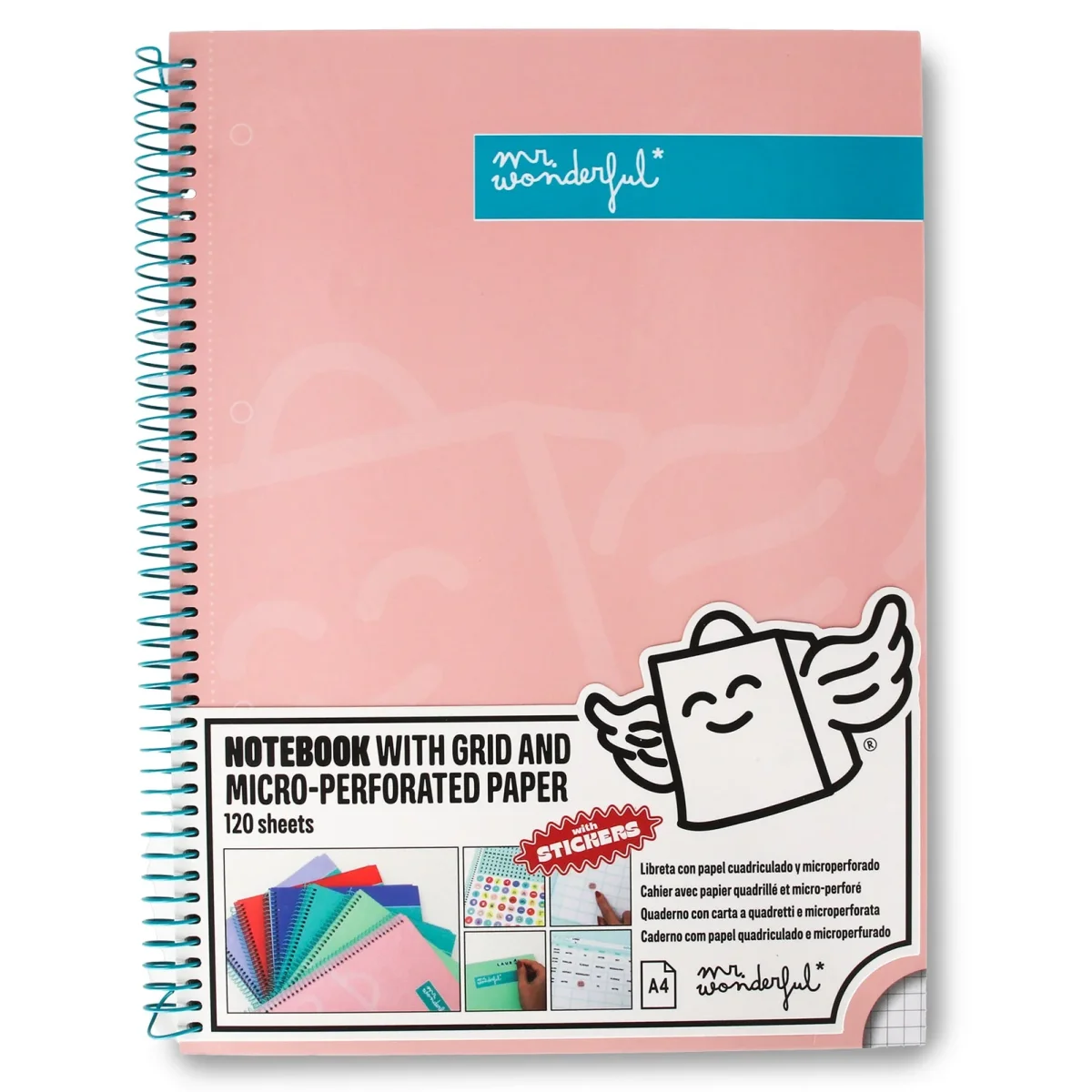 Libreta A4 rosa 120 hojas - Cuadriculada y microperforada - Image 2